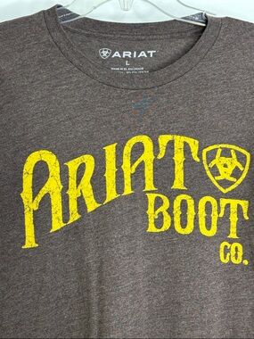 Ariat Brown Tee with Yellow Distressed Logo large
